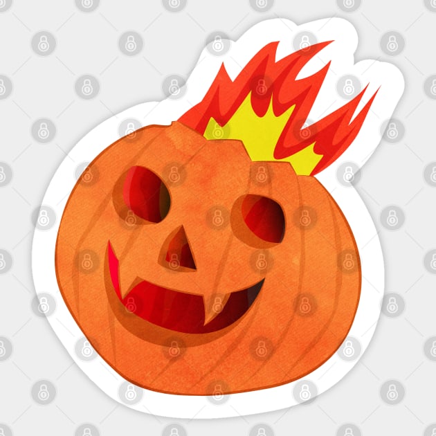 Jack O'Lantern is on Fire Sticker by Flush Gorden